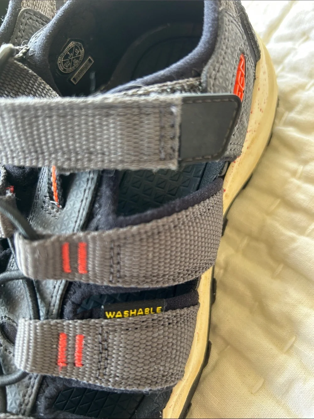 Keen Boys Grey Closed-Toe Strappy Sandals with orange Accents